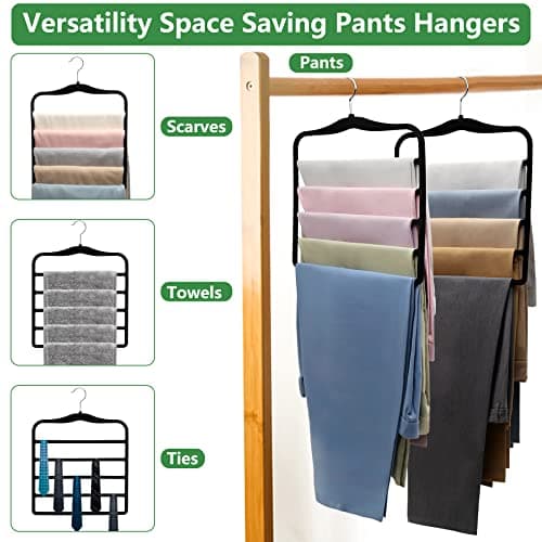 Closet Organizers and Storage,3 Pack Organization and Storage Pants-Hangers-Space-Saving,Velvet Hanger for Dorm Room for College Students Girls Boys Guys Hanging Jean Scarf - Thumbnail 5