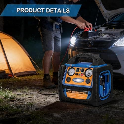 Car Battery Jump Starter with Air Compressor, 1800A Heavy-Duty Jump Starter 150 PSI Tire Inflator, 12V Jump Box Pack with 400W Inverter Power with AC/DC/USB Outlets& LED Light - Thumbnail 6