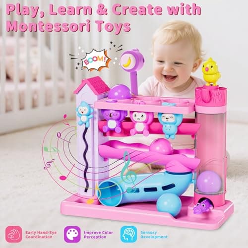 Musical Toddler Toys for 1 2 3 Years Old, Educational Baby Toys 12-18 Months with Bilingual Toddler Learning, Interactive Toys for 1 Year Old Girl, Christmas Birthday Gift for 1 Year Old Girl (Purple) - Thumbnail 2