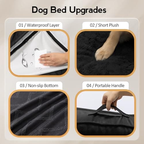 MEKIY Large Orthopedic Dog Bed with Sides Big Dog Beds with Removable Washable Cover Non-Slip Waterproof Pet Bed for Medium Large Dogs - Black L - Thumbnail 5