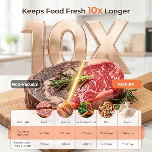 Olecha Handheld Vacuum Sealer for Food (Vacuum Sealer + 30 Reusable Bags) – Powerful Compact Food Sealer, Portable Vacuum Sealer for Kitchen, 10X Fresh Logner Seal Meal Saver - Thumbnail 5