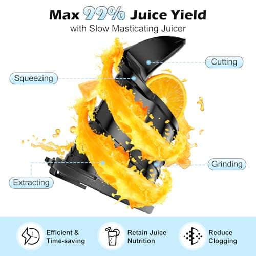Juicer Machines with 5.8" Large Chute, 2-in-1 Cold Press Juicer for Whole Vegetables Fruits 400W, Masticating juicer Easy to Clean Juice Extractor Machine for Making Nut Mike, Juice, Premium Gray - Thumbnail 6
