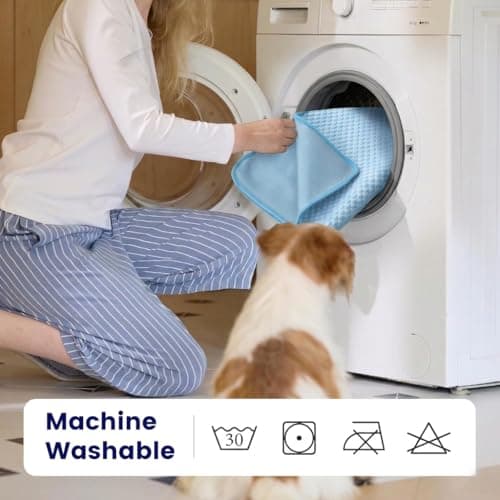 YQLKYMLO Dog Cooling Mat for Medium Dogs, Q-Max>0.4 Breathable Cool Pet Crate Pad Indoor for Puppy with Chill Fiber Innovative Mesh Base, Portable Washable Kennel Mat for Summer, 31.5"×24",Baby Blue - Thumbnail 6