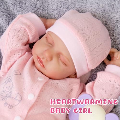 Milidool Lifelike Reborn Baby Dolls Girl-20-Inch Soft Body Realistic Silicone Baby Doll Newborn Baby Dolls American Sleeping Girl Real Life Dolls with Clothes and Toy Accessories Gift for Kids Age 3+ - Thumbnail 5
