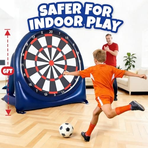 6FT Giant Football Toss & Soccer Dart Board Game, Inflatable 2-Sided Outdoor Yard Game with Pump, Backyard Carnival Party Game for Family - Thumbnail 5