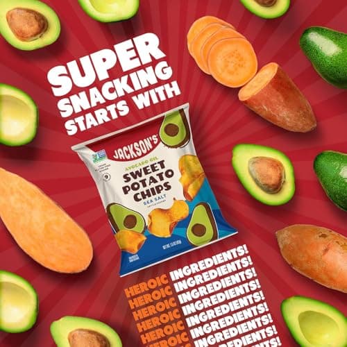 Jackson’s Sweet Potato Kettle Chips with Sea Salt made with Premium Avocado Oil (1.5 Ounce, Pack of 18) - Allergen-friendly, Gluten Free, Peanut Free, Vegan, Paleo Friendly - Shark Tank Product - Thumbnail 3