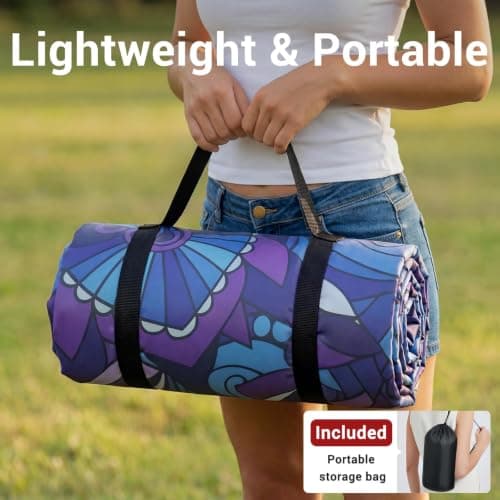 memKiya 60x80" Picnic Blankets Waterproof Beach Blanket Outdoor Sandproof Foldable Park Lawn Grass Concert Mat Portable Tent Rugs Camper Inside Outside Camping Gifts Accessories Road Trip Necessities - Thumbnail 6