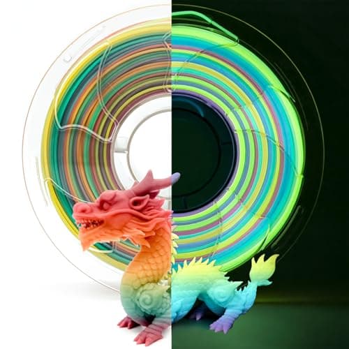 Glow Rainbow in the Dark 1.75mm Gradient PLA Filament, Luminous Rainbow Vibrant Bright 3D Printer Filament, 1kg (2.2lbs) Spool 3D Printing PLA Filament Rod