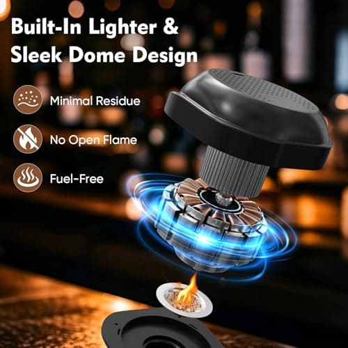 Electric Cocktail Smoker Kit with Unique Charred Wooden Glasses, Whiskey Smoker Kit with 6 Flavors Wood Chips, Instant Smoke Output – Ideal Gift for Cocktail & Whiskey Lovers - Thumbnail 3