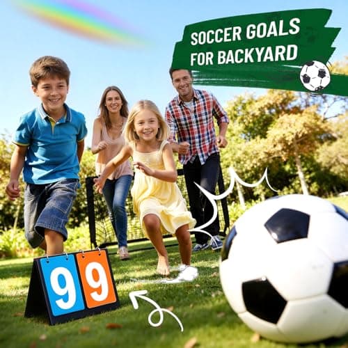 Kids Soccer Goal Set for Backyard – 4x3FT Portable Soccer Nets (Set of 2) with Ball, Scoreboard, Agility Ladder, Cones & Target Nets – Indoor Outdoor Soccer Training Equipment for Kids, Boys & Girls - Thumbnail 2