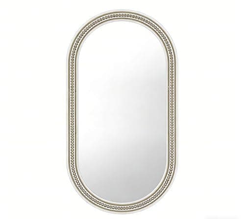 Mestikits Farmhouse Boho Beaded Oval Arched Wall Mirror, 24" x 48" Rustic Wooden Large Wall Mirror for Bathroom, Bedroom, Entryway, Living Room, Hang Horizontally or Vertically. - Image 1