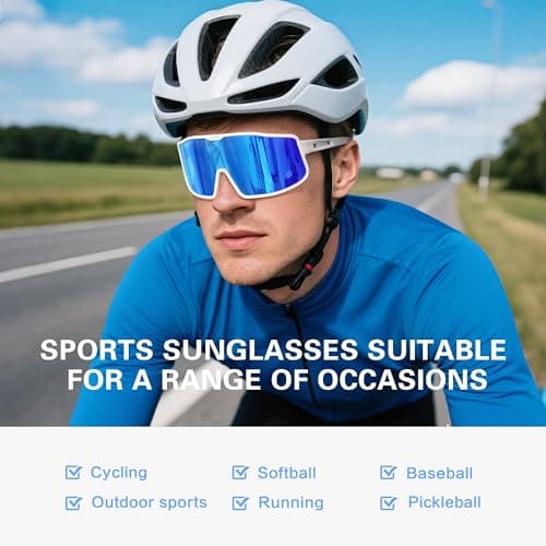 suoso Sports Cycling Glasses for Men: UV400 Polarized Wraparound Sunglasses for Women Running Riding Fishing Baseball TR90 - Thumbnail 6