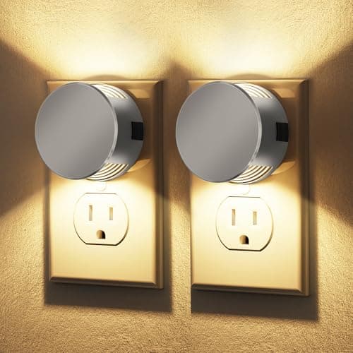 Briignite Night Lights Plug into Wall [2 Pack], Dusk to Dawn Sensor Nightlight, Brightness Adjustable, 3000K Soft White, Dimmable Plug in Night Light for Bathroom Bedroom, Hallway - Image 1