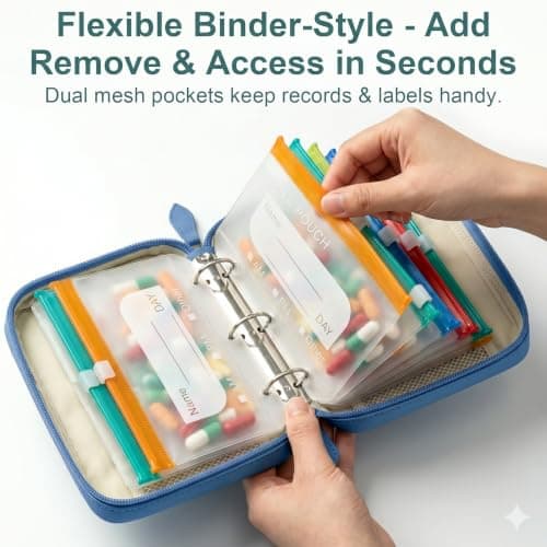 NeLiangIA Royal Blue Weekly Pill Organizer, Waterproof Travel Medicine Organizer with 7 Color Pouches, Pastilleros para Medicamentos, Portable Travel Pill Organizer for Daily & Trip Use - Thumbnail 3