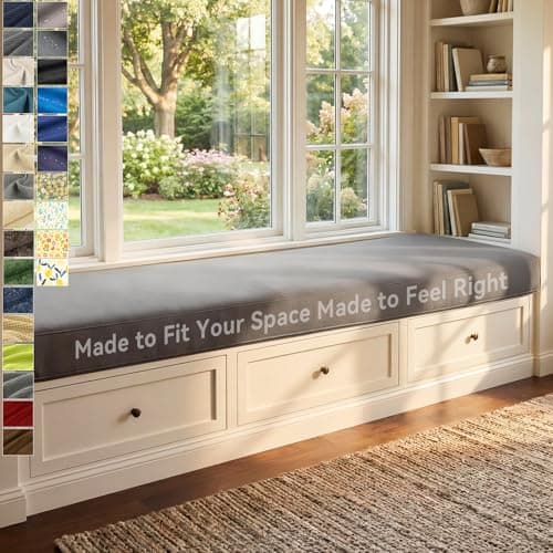 Zubeno Custom Bench Cushion, Waterproof Outdoor & Indoor Bench Cushion Made to Order, Non-Slip Thick Foam Seat Cushion for Patio Furniture, Window Seat, Porch, Garden Bench - Image 1
