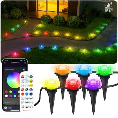 50Ft Permanent Outdoor Ground Lights Smart Color Changing, Pathway Christmas Lights Waterproof, Walkway Lighting for Outside Garden Back Yard Driveway Patio Sidewalk Landscape Path Decorations - Image 1