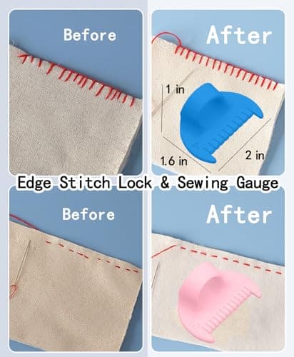 48Pcs Sewing Tool Set with 2 Edge Stitch Lock & Sewing Gauge, Big Eye Steel Sewing Needle Kit with Portable Zipper Case, Threader and Needle Repair Kit Stainless Steel Needles for Hand Sewing - Thumbnail 6