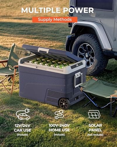 EKOJUCE 12 Volt Refrigerator Portable Fridge Freezer - 48 Quart(45L) Electric Cooler with Wheels, 12/24V DC & 100-240V AC, -4℉-68℉, APP Control, 12V Car Fridge for Camping, Boating, RV, Outdoor, Home - Thumbnail 6