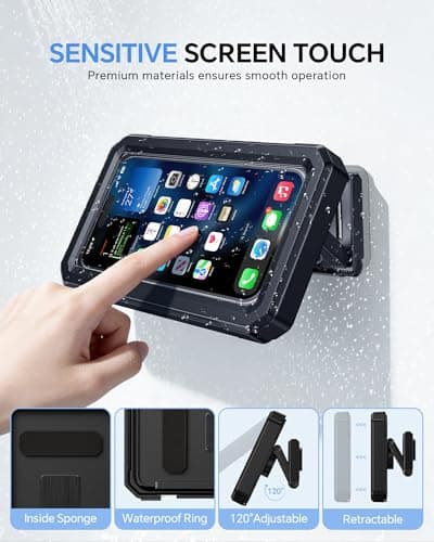 UPRONE Waterproof Phone Holder for Shower- 480° Rotatable Retractable Adjustable Anti Fog iPhone Case for Shower,Bathroom Accessories Wall Mount Phone Holder for 4-7" Cellphones - Thumbnail 3