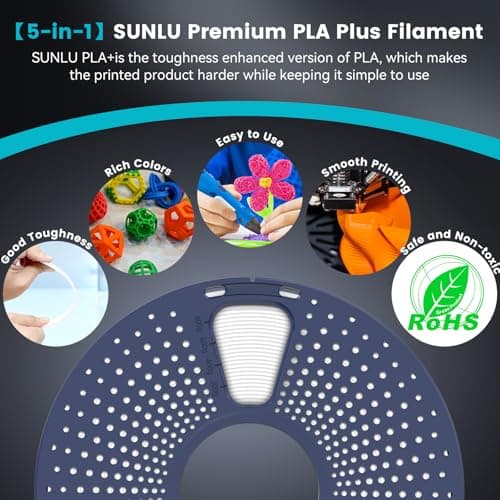 SUNLU PLA Plus Filament 1.75mm Black 1KG, Neatly Wound 3D Printer Filament 1.75mm, PLA+ 1000g, Dimensional Accuracy +/- 0.02 mm, Fit Most FDM 3D Printers, 1kg Spool (2.2lbs), Black - Thumbnail 4