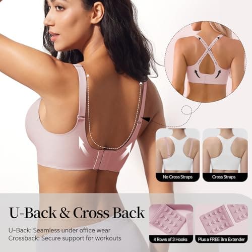 UIMERO Jelly Bras for Women Wireless Womens Bras No Underwire Supportive Comfortable Everyday Seamless Tshirt Bra Pink - Thumbnail 6