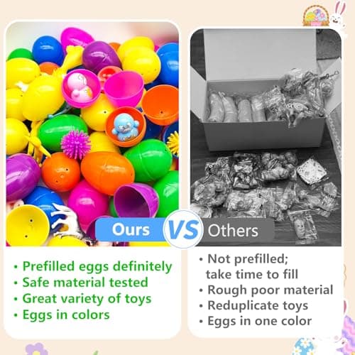Beanumerous Easter Eggs Truly Filled 240 Pcs for Egg Hunt, 120 Prefilled Easter Eggs Stuffed with 120 Small Toys, Kids Party Favors Basket Stuffers - Thumbnail 2