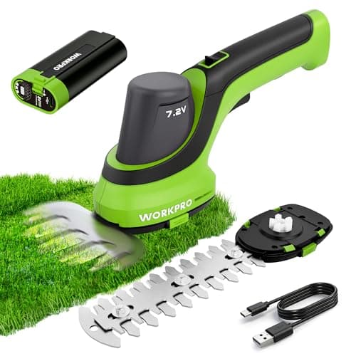 WORKPRO 7.2V Handheld Grass Trimmer, 2-in-1 Cordless Hedge Trimmer & Grass Shears with 2Ah Battery, Small Bush & Shrub Trimmer for Lawn Edging, Garden, Yard & Hedge Trimming