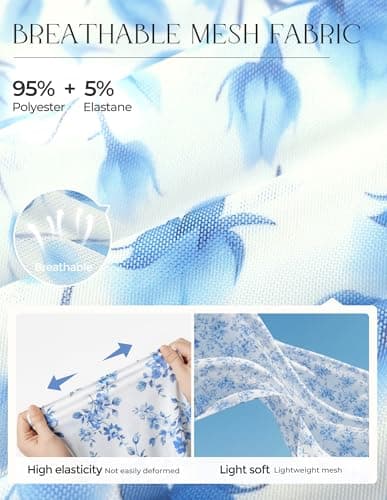 GRACE KARIN Women's Summer Sleeveless Maxi Dress V Neck Floral Wedding Guest Dress Beach Vacation Clothes White Blue M - Thumbnail 4