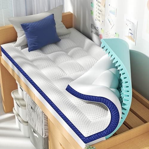 BEDELITE Dorm Room Essentials, Dual Layer 4 Inch Twin XL Memory Foam Mattress Topper for College Students Back to School, 2 Inch Pillow Top Mattress Pad and 2 Inch Cooling Gel Foam for Pressure Relief - Image 1