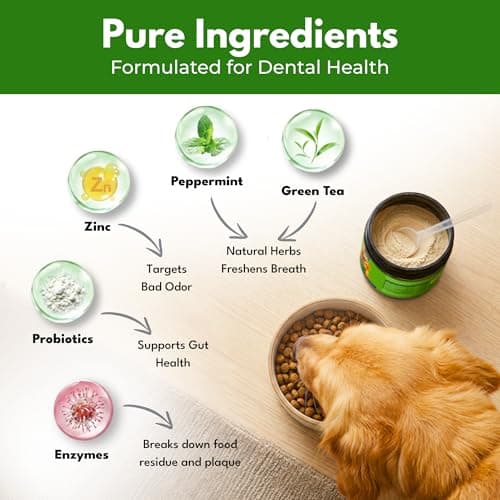 Pupzle Dog Teeth Cleaning Powder for Fresh Breath, Dog Dental Powder, Tartar & Plaque Focused, Natural Breath Freshener, Pet Dental Supplement with Probiotics for Gut Health, Mint, 60 Days Supply - Thumbnail 4