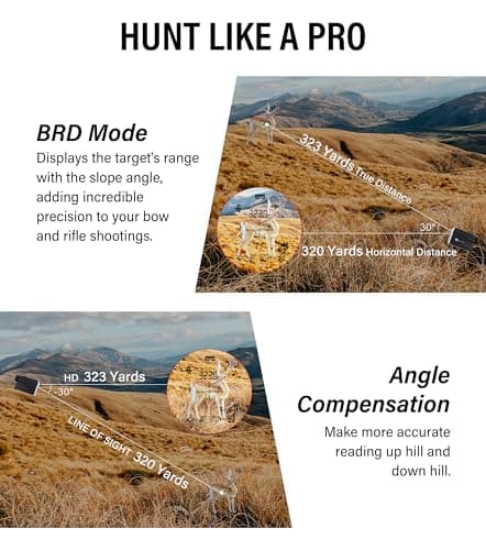 CoxiVision Hunting Range Finder 1400/2000/3000 Yards with Slope, 7X Magnification, Red OLED Display, BRD Mode, Angle Compensation, Scan Waterproof - Thumbnail 4