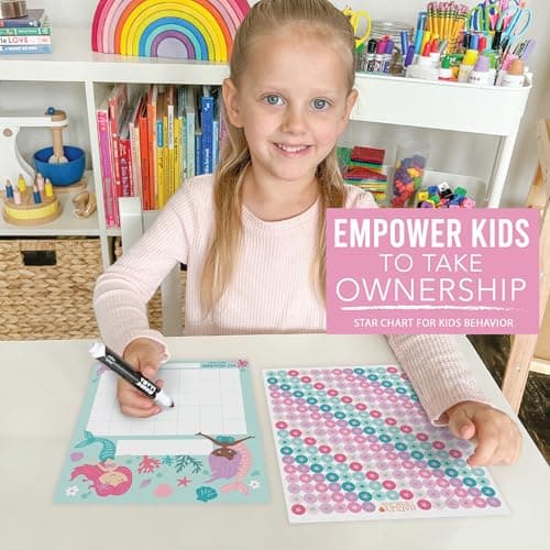 Sticker Chart for Kids Behavior at Home & Classroom - 25 Reward Chart for Kids Incentives, Gold Star Sticker Sheets, Mermaid Incentive Charts for Classroom Must Haves - Thumbnail 6