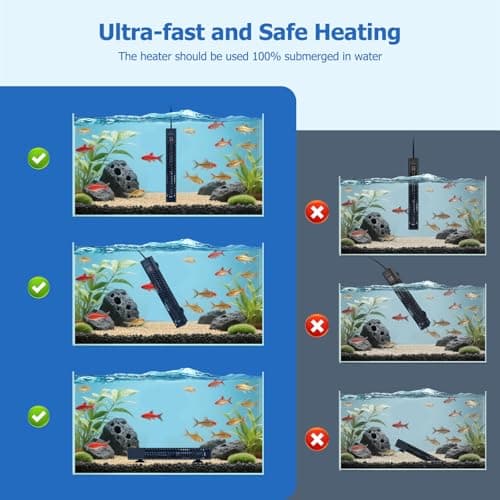 fishkeeper 25W/50W/100W/200W/300W Fish Tank Heater for 1-80 Gallon, Adjustable Submersible Aquarium Heater with LED Digital Display and Overheat Protection for Saltwater & Freshwater Tanks - Thumbnail 4