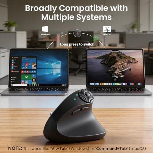 SABLUTE MAM51 Ergonomic Mouse Wireless with Side Scroll Wheel, Bluetooth Mouse with 4000 DPI, 8 Buttons Office Wireless Computer Mouse, Small to Medium Sized Hands Vertical Mice for PC and Desktop - Thumbnail 6