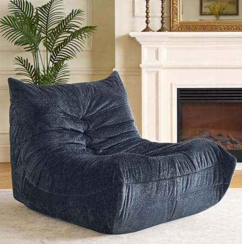 Ayovoch Bean Bag Chairs for Adults, Giant Bean Bag Chair, Memory Foam Beanbag Chair, Bean Bag Sofa for Living Room, Dorms, Apartments, Reading Corner (Black Plush)