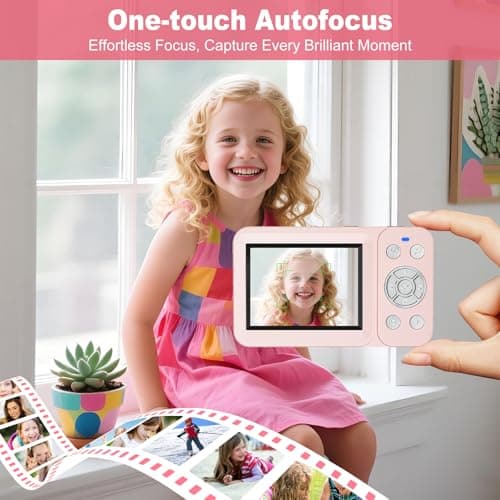 HSZTJJYP Digital Camera, 4K 64MP, 18X Zoom, Point and Shoot with 64GB SD Card & 2 Batteries, Portable Rechargeable Small Camera for Kids Teens Adult, Pink - Thumbnail 4