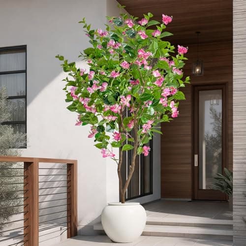 Erimda 6FT Artificial Bougainvillea Tree Artificial Tree Tall Potted Fake Bougainvillea Trees for Outdoor Indoor Lifelike Potted Faux Plants with Wood Trunk and Flowers Office Wedding Home Decor