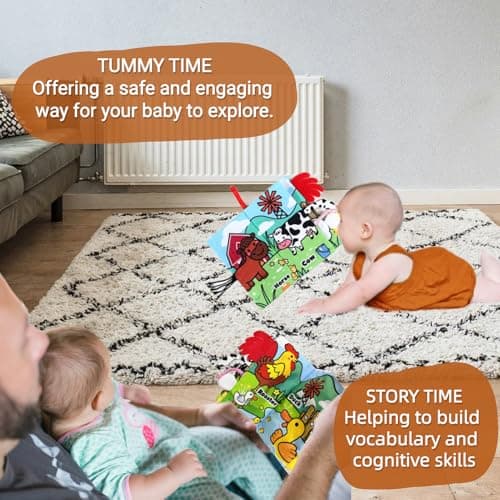 chochumy Sensory Baby Books 0-6 Months, Tummy Time Soft Cloth Baby Toys 0-3-4-5-6-7-8-9 6-12 Month Old, Newborn Infant Boy Essentials Gifts Travel Toy Touch and Feel Crinkle Busy Book for Babies Girl - Thumbnail 3