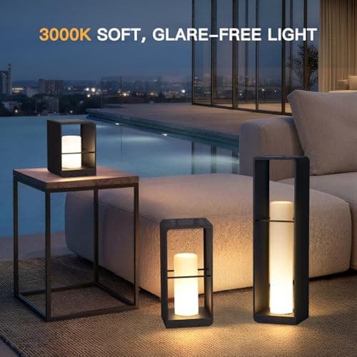 MVBT 28.7" Tall Outdoor Floor Lamp, Large Solar Lantern Waterproof, 3000K Solar Floor Lamp, Outdoor Lanterns for Porch, Patio Lights Solar Powered Free Standing for Yard Deck Garden Pathway Walkway - Thumbnail 3