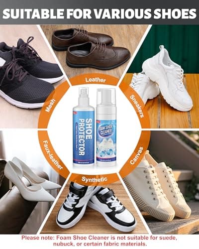 Jevvu Shoe Cleaner Kit, 2-in-1 Shoe Cleaner & Shoe Protector Spray for White Shoes, Removes and Resists Stains - Thumbnail 5