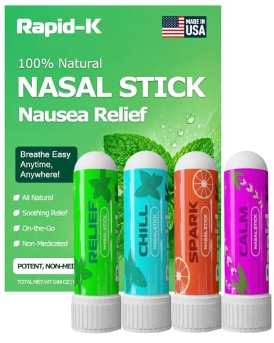 Rapid K1 Nasal Inhaler Stick 4 Pack – Nausea & Sinus Relief, Motion Sickness & Morning Sickness – Non-Medicated Menthol Aromatherapy Inhalers – Mint, Wintergreen, Lavender, Tropical Variety Pack - Image 1