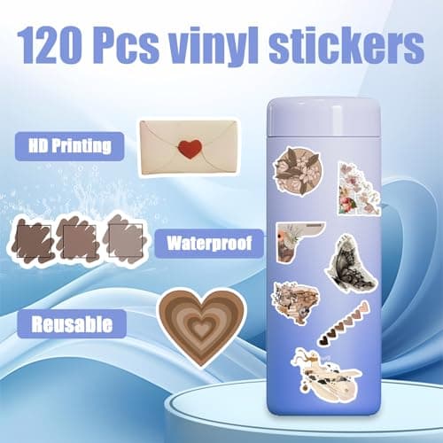 120Pcs Vintage Stickers, Waterproof Scrapbook Aesthetic Sticker for Daily Planner, Water Bottles, Handbook Junk Diary Stickers, Adults Scrapbooking Journaling Supplies DIY Paper Crafts - Thumbnail 3