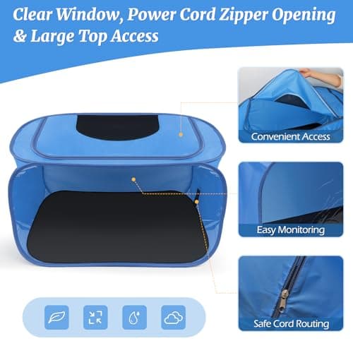 YIBOBO Chicken Brooder Box for Chicks, Pop Up Chick Brooder Kit with Clear Window, Waterproof Mat & Storage Bag, Square Indoor Outdoor Baby Chicken Starter Kit - Thumbnail 2