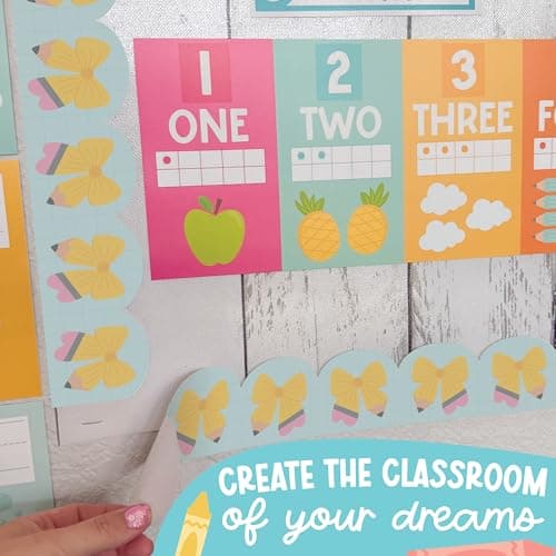 50ft Bulletin Board Borders Trim - Classroom Borders for Bulletin Board Decorations, Teacher Supplies for Classroom Decor Preschool, Kindergarten & Elementary, Pencils Scalloped Boarders - Thumbnail 6