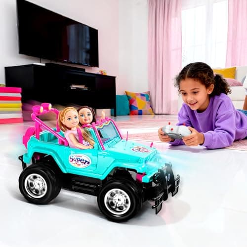 ULOVEME RC Cars - Remote Control Car with 5.5" Doll for Girls, 2.4GHz Je ep RC Cars - Simple Control Toy Cars for Kids (Blue) - Thumbnail 6