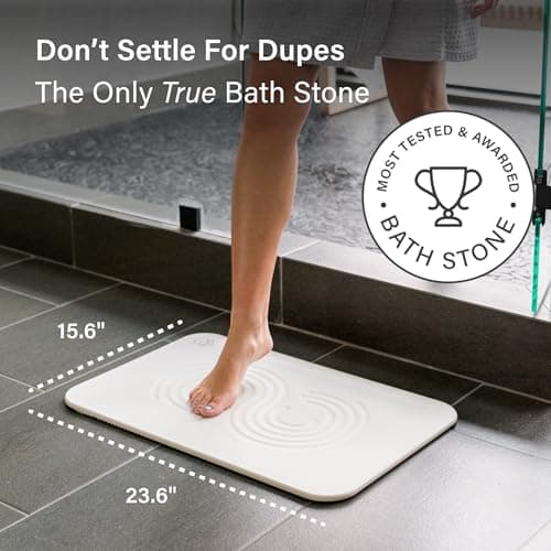 Dorai Home Bath Stone Mat 23.6"x15.4" – Quick-Dry, Non-Slip Diatomite Stone Bath Mat for Bathroom, Zen Sandstone - Thumbnail 2