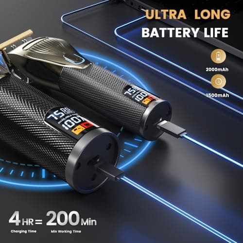piceve Hair Clipper for Men, Professional Electric Hair Cutting & Trimmers Set with 7500RPM Powerful Motor & LCD Display, Mens Cordless Hair Grooming Kit Barbers Haircut, Gift for Birthday Christmas - Thumbnail 6