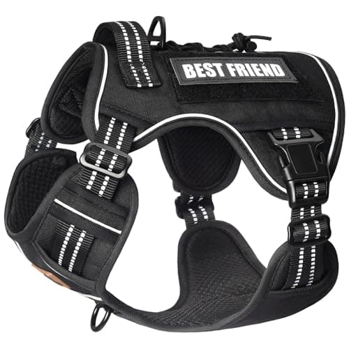 PET MARVEL Heavy Duty Dog Harness with Handle, No Pull Adjustable Outdoor Vest with Metal Buckles, MOLLE Panel & Reflective Strips for Medium Large Dogs - Image 1