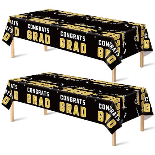 OHOME Graduation Decorations 2026 - Class of 2026 - Plastic Black Tablecloth for Graduation Party Decorations - Class of 2026 Decorations Party Favors Supplies Banner,2 Pack - Image 1