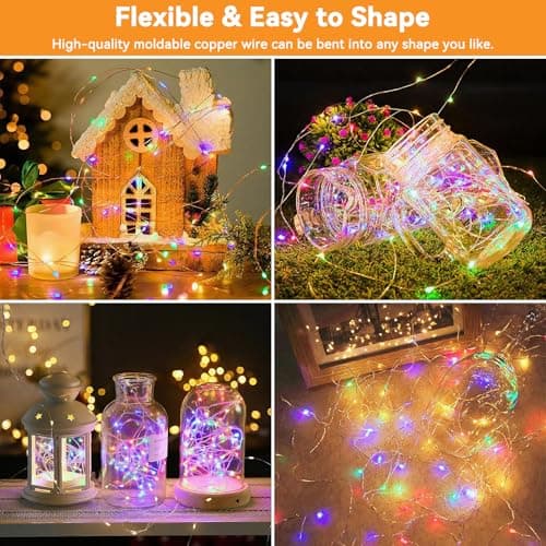 Solar String Lights Outdoor Waterproof 2 Pack Total 66ft 200LED 8 Modes Twinkle Lights Solar Fairy Lights for Patio, Garden Yard Party Wedding Tree Christmas Halloween Decoration, Multicolor - Thumbnail 2